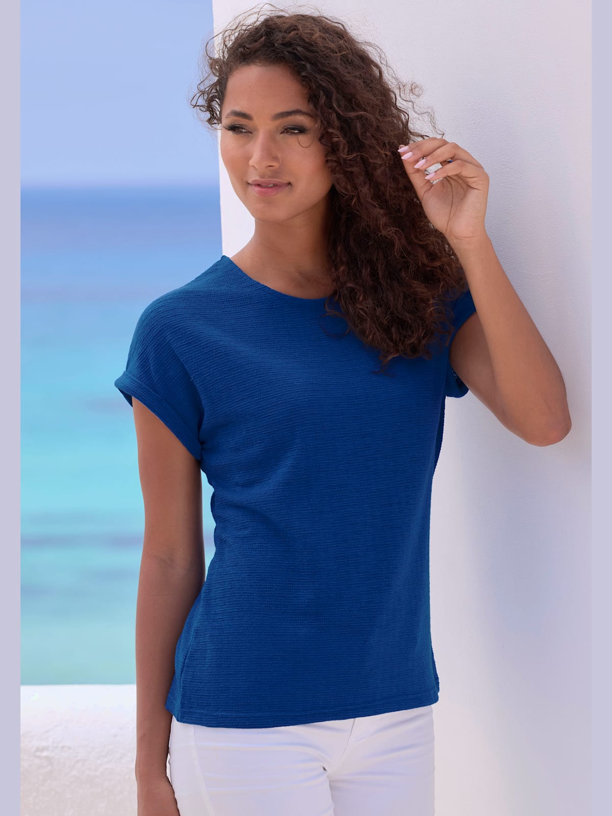 T-shirt matière structurée douce et peu froissable - Vivance - Modalova