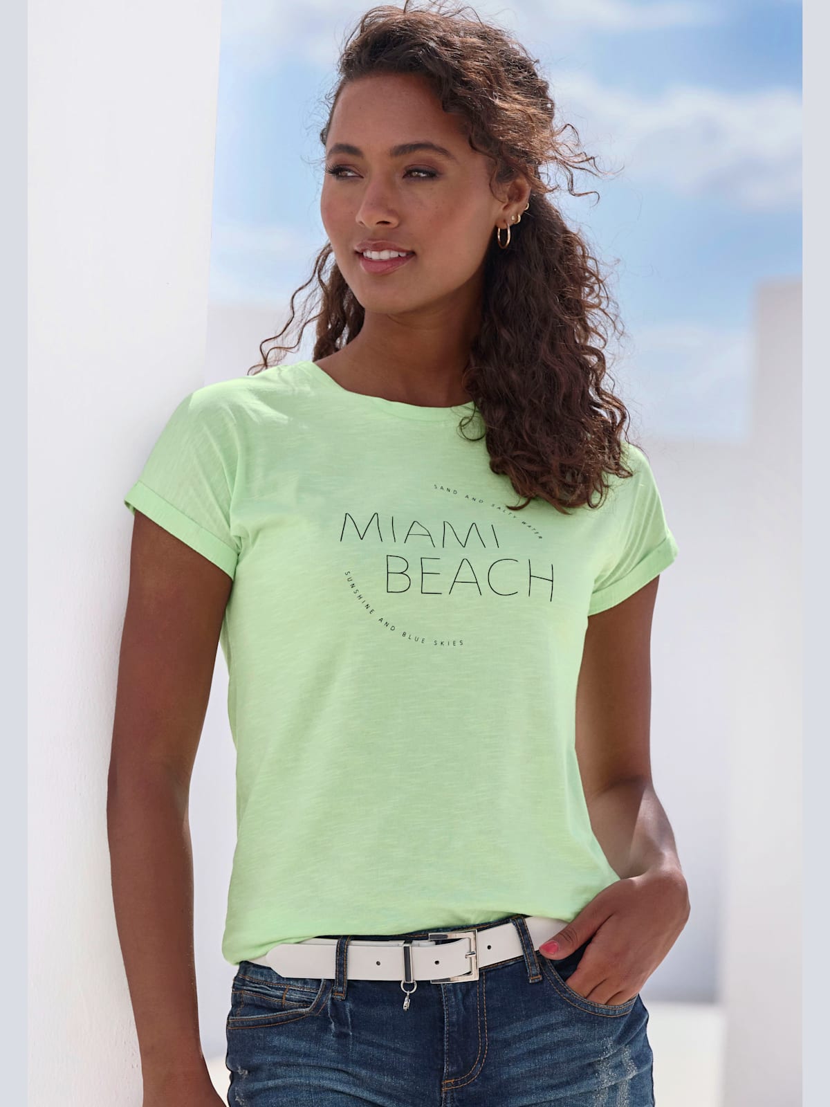 T-shirt lot avec imprimé tendance uni devant - - Vivance - Modalova