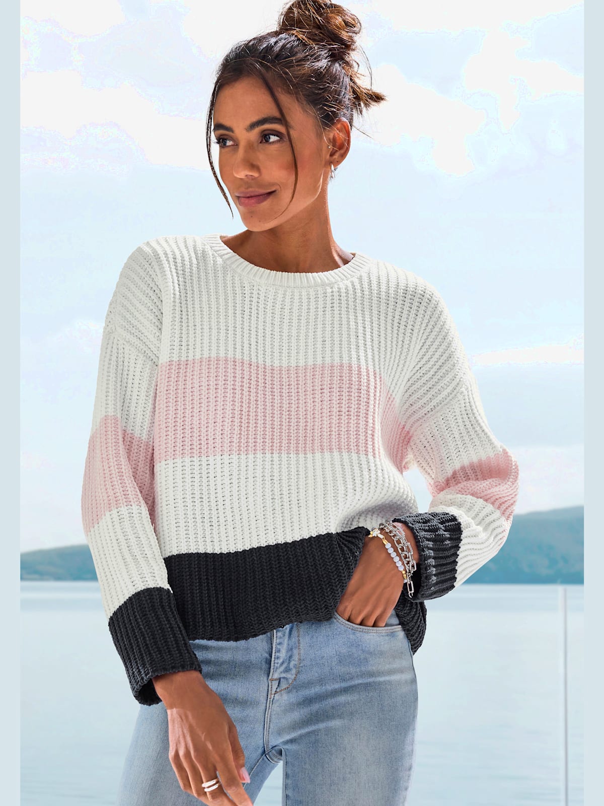 Pull en tricot rayures transversales tendance - - LASCANA - Modalova