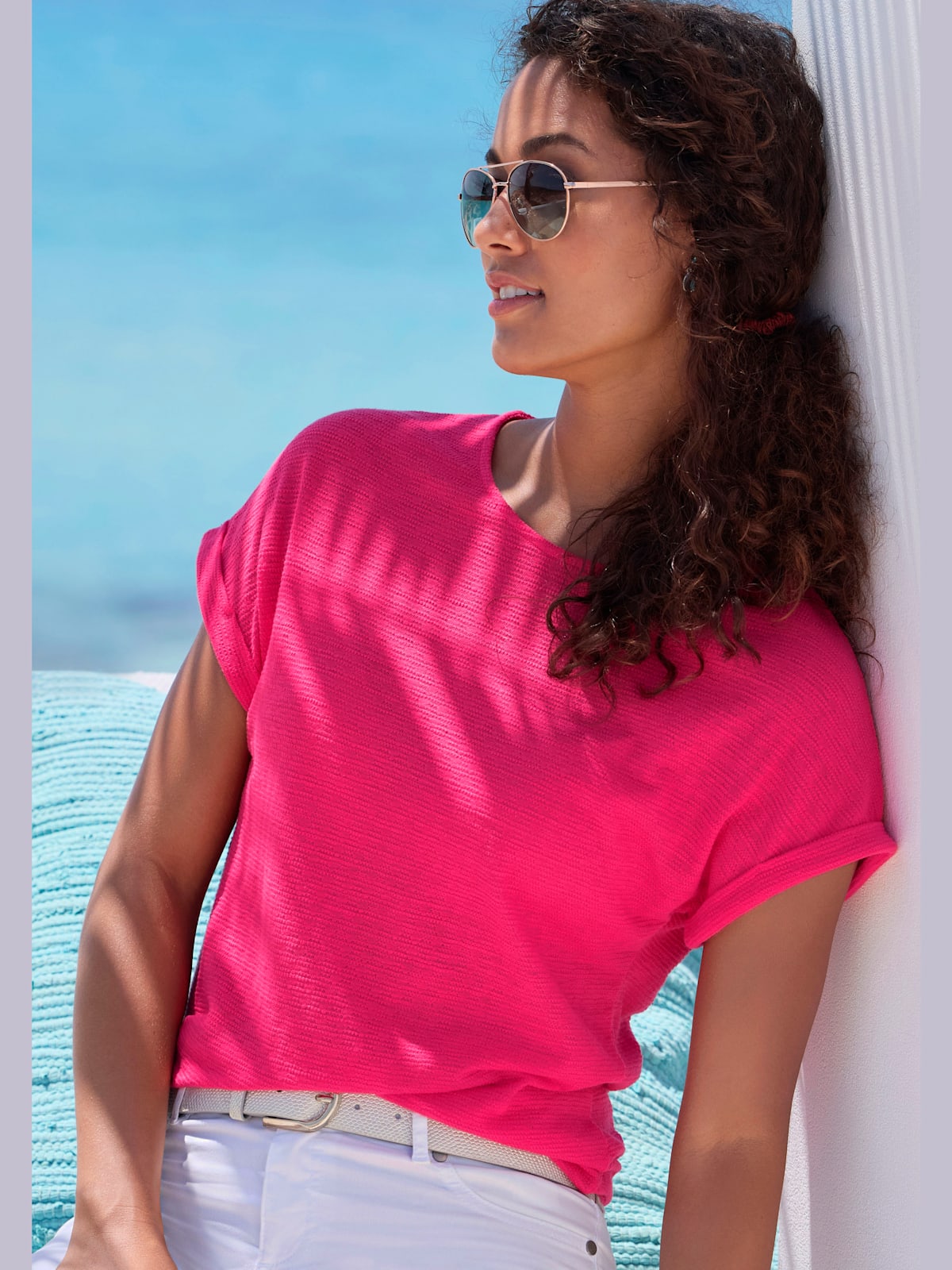 T-shirt matière structurée douce et peu froissable - - Vivance - Modalova