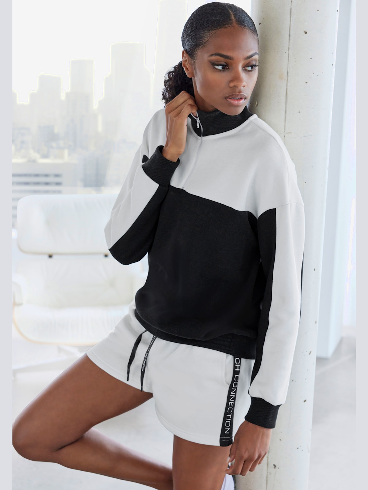 Sweat-shirt pull camionneur avec col montant - / - French Connection - Modalova