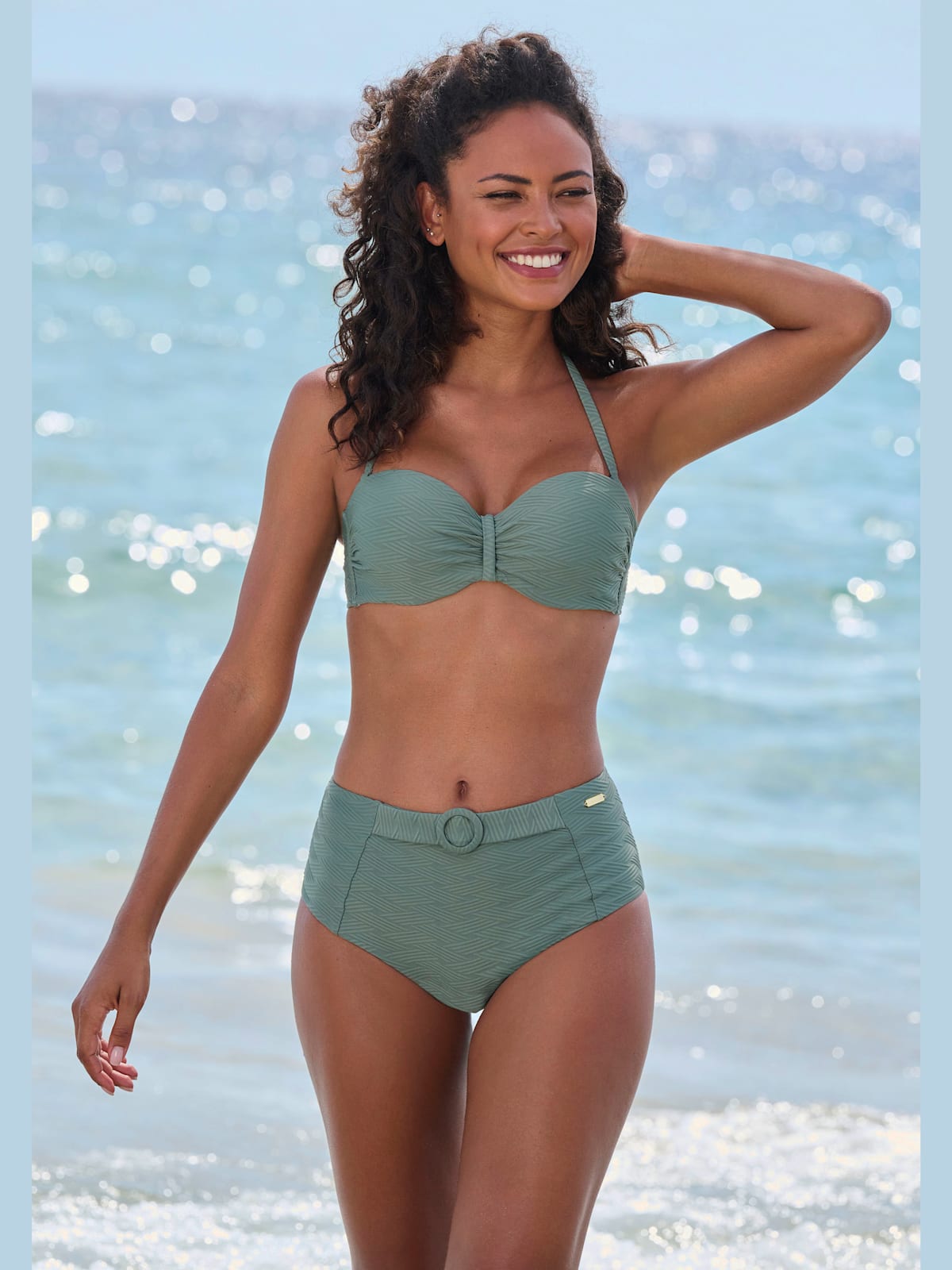 Bas de maillot de bain taille haute matière structurée aux couleurs tendances - Sunseeker - Modalova