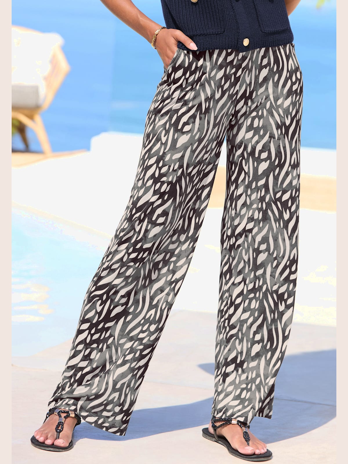Pantalon large ceinture élastique - - LASCANA - Modalova