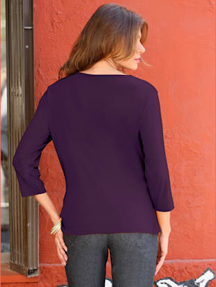 T-shirt femme souple col bénitier manches 3/4 - - Mûre