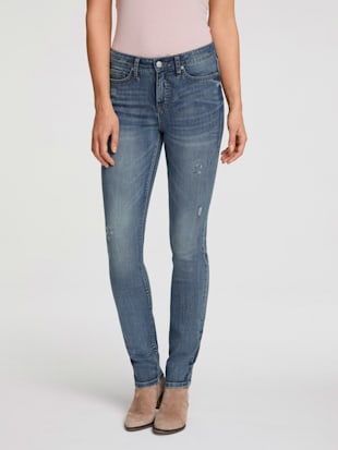 Jeans effet ventre plat coupe droite - Linea Tesini - Bleu Denim
