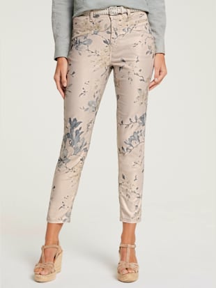 Pantalon imprimé coupe skinny tendance - Linea Tesini - Sable-jade