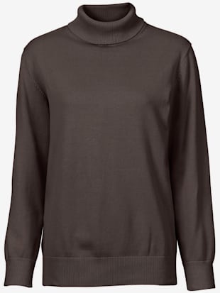Pull à col roulé pur coton - Collection L - Marron