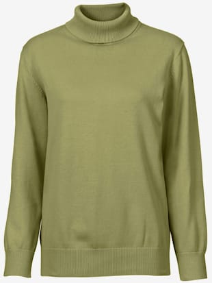 Pull à col roulé pur coton - Collection L - Vert