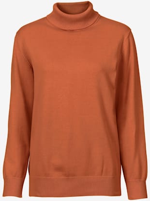 Pull à col roulé pur coton - Collection L - Couleur Terre Cuite