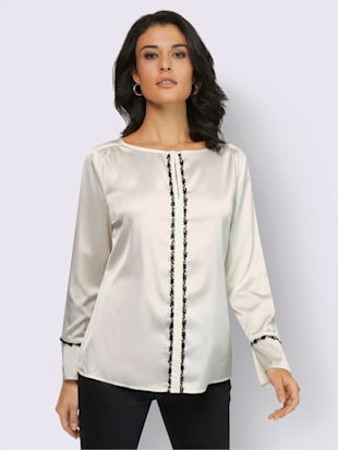 Chemisier en satin dentelle devant - Creation L - Couleur Ivoire