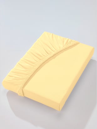 Drap-housse jersey filé à repassage superflu - Biberna - Jaune Vanille