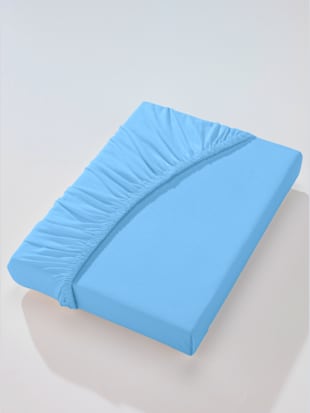 Drap-housse jersey filé à repassage superflu - Biberna - Bleu