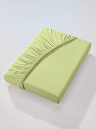 Drap-housse jersey filé à repassage superflu - Biberna - Vert Tilleul