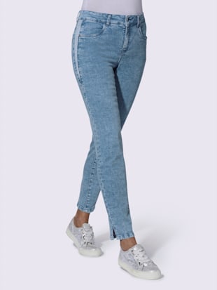 Jean coton extensible confortable - - Bleu Blanchi