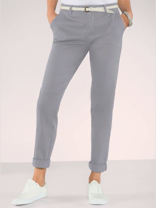 pantalon chino femme en coton extensible -  - gris