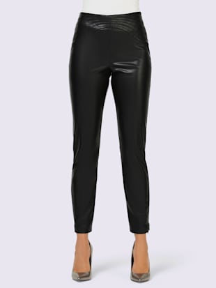 Pantalon en imitation cuir forme courte tendance - Creation L - Noir