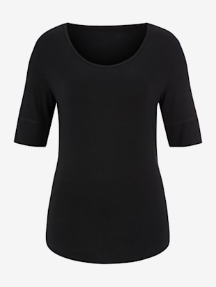 T-shirt femme simple élégant manches doublées - - Noir