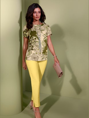 Chemisier mélange de lyocell et de viscose de qualité - Creation L - Ivoire-olive Imprimé