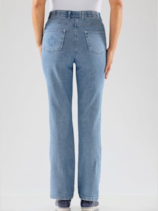 Jean femme coupe droite ceinture élastique - Collection L - Bleu Blanchi