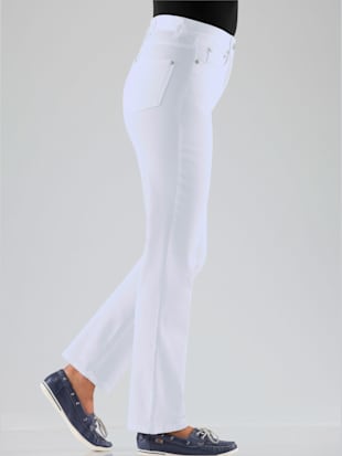 Jean femme coupe droite ceinture élastique - Collection L - Blanc