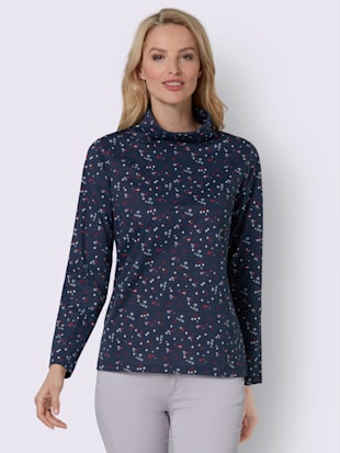 T-shirt à manches longues pur coton - - Marine Imprimé