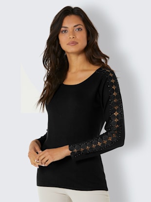 Pull encolure ronde mélange de lyocell et de viscose de qualité - Creation L - Noir