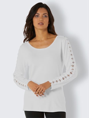 Pull encolure ronde mélange de lyocell et de viscose de qualité - Creation L - Blanc