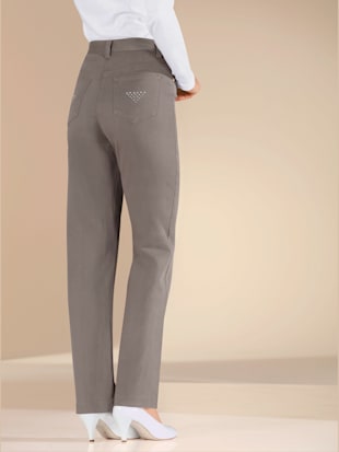 Jean coupe droite avec ceinture élastique au dos - Fair Lady - Taupe