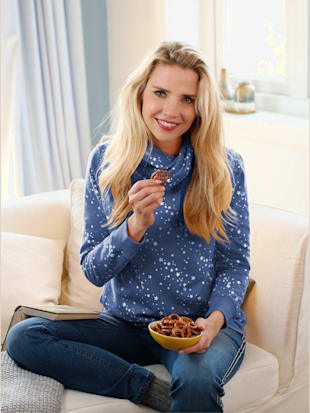 Sweatshirt qualité sweat douce - - Bleu Jean-écru Imprimé