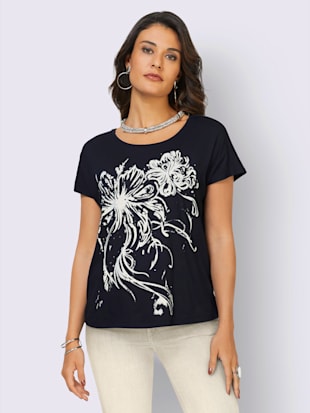 T-shirt viscose - Creation L - Marine Imprimé