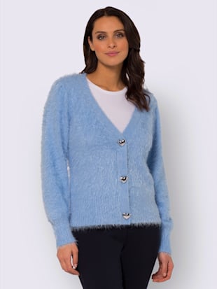 Veste en tricot fil fantaisie doux - Fair Lady - Bleu Glacier