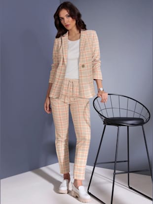 Blazer laine/polyester 35% laine - Creation L Premium - Sable-sésame À Carreaux