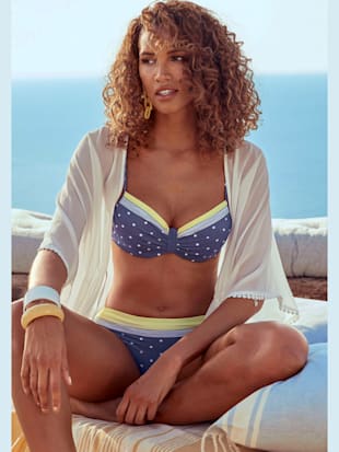 Bas de maillot de bain imprimé à pois et rayures - LASCANA - Bleu-jaune Imprimé