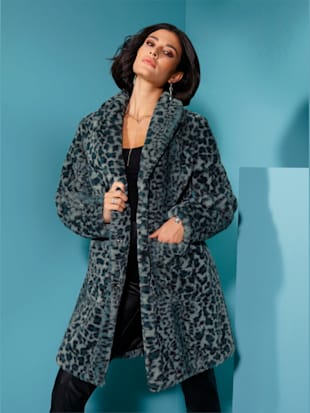 Manteau court qualité ultra-douce - Creation L - Pétrole-noir À Motifs