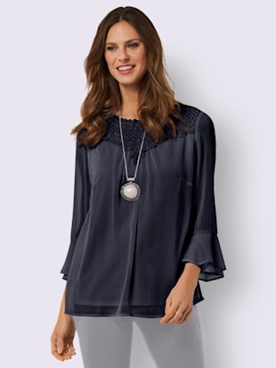 Chemisier en mousseline qualité douce et fluide - Fair Lady - Marine