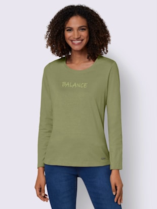 T-shirt à manches longues pur coton - Collection L - Vert Roseau