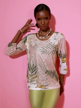 T-shirt à manches 3/4 doublé - Creation L - Couleur Poudre-imprimé