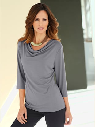 T-shirt femme souple col bénitier manches 3/4 - - Anthracite