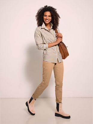 Chemisier pur coton - Collection L - Chamois-blanc À Rayures