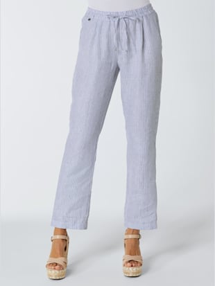 Pantalon lin produit naturel d'exception - Creation L Premium - Blanc-bleu Jean À Rayures