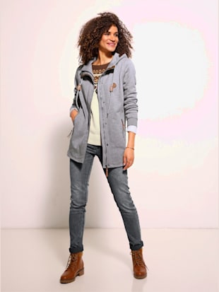 Veste sweat qualité coton doux sur la peau - Collection L - Gris-blanc Chiné