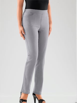 Pantalon droit classique avec ceinture élastique - - Denim Gris