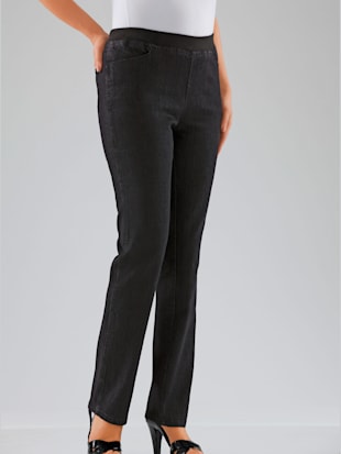 Pantalon droit classique avec ceinture élastique - - Denim Noir