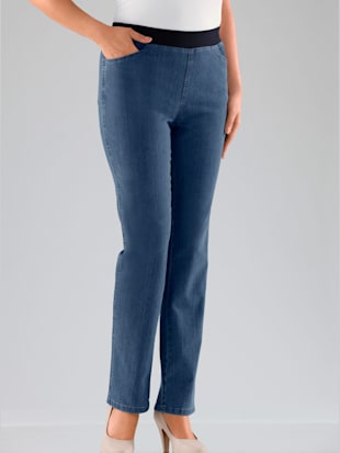 Pantalon droit classique avec ceinture élastique - - Bleu Blanchi