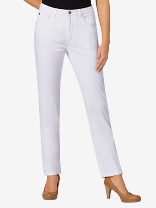 Jean à ceinture avec passants fermeture à glissière - - Blanc