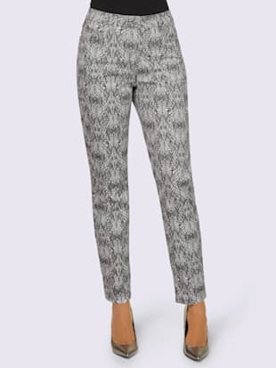 Jean 5 poches 98% coton - Creation L - Couleur Champagne-anthracite Imprimé