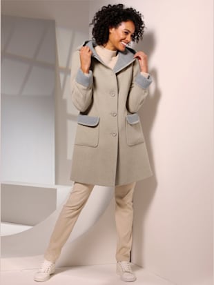 Manteau en laine et polyester joli mélange de laine haute qualité - Creation L Premium - Sable