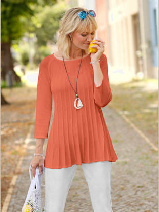 Pull encolure ronde viscose douce et fluide - - Papaye