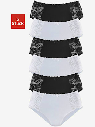 Lot de 6 slips gainants - petite fleur - Noir, Blanc