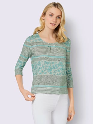 T-shirt à encolure ronde viscose - - Menthe Pastel-menthe Imprimé